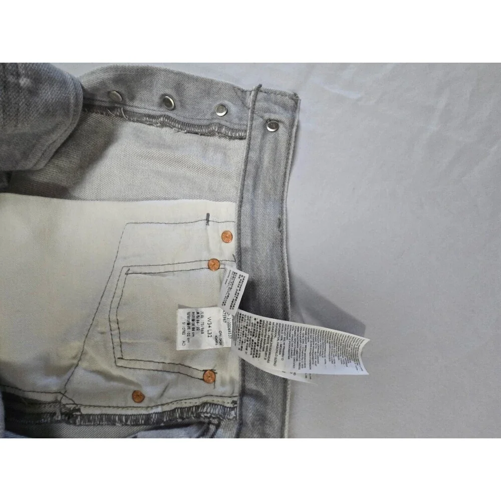 Levi's 501 Men Jeans 34x34 Gray Denim Straight Button Fly (Actual 34x32)